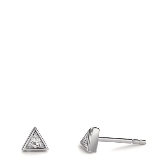 Clous d'oreilles Argent Zircone 2 Pierres Rhodié Ø4.5 mm