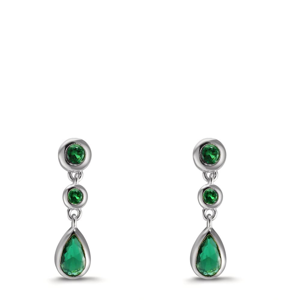 Orecchini Argento Zirconia verde, 6 pietra rodiato