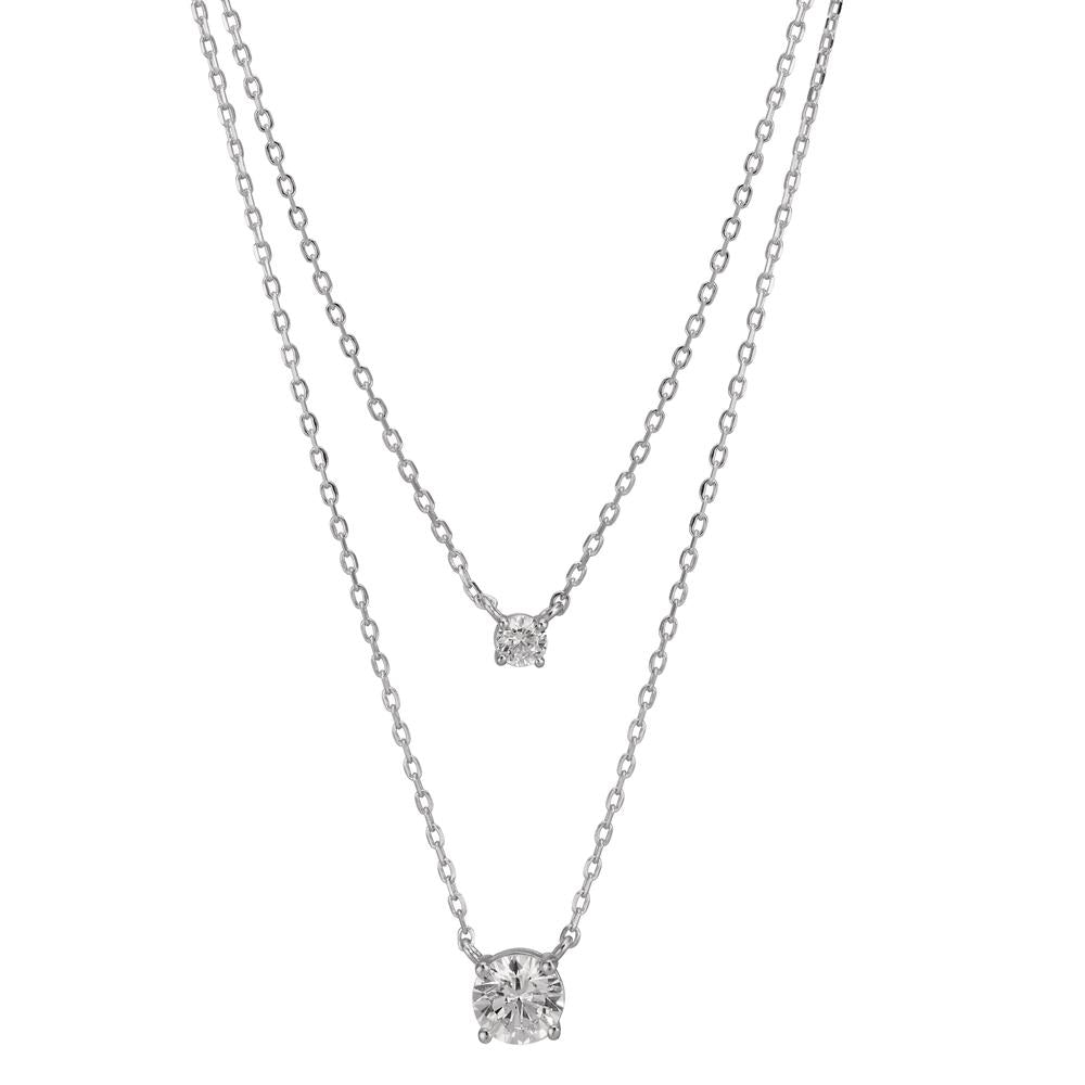 Collier Argent Zircone 2 Pierres Rhodié 40-45 cm