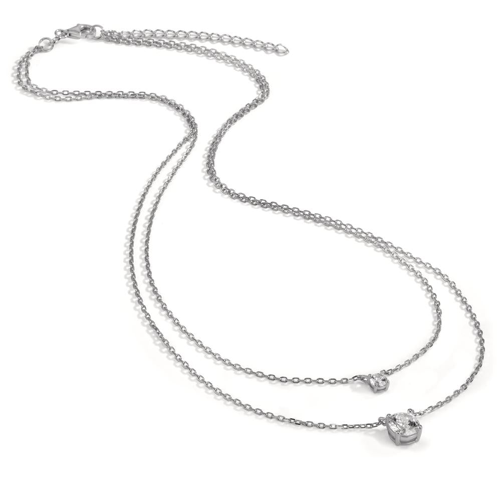 Collier Argent Zircone 2 Pierres Rhodié 40-45 cm