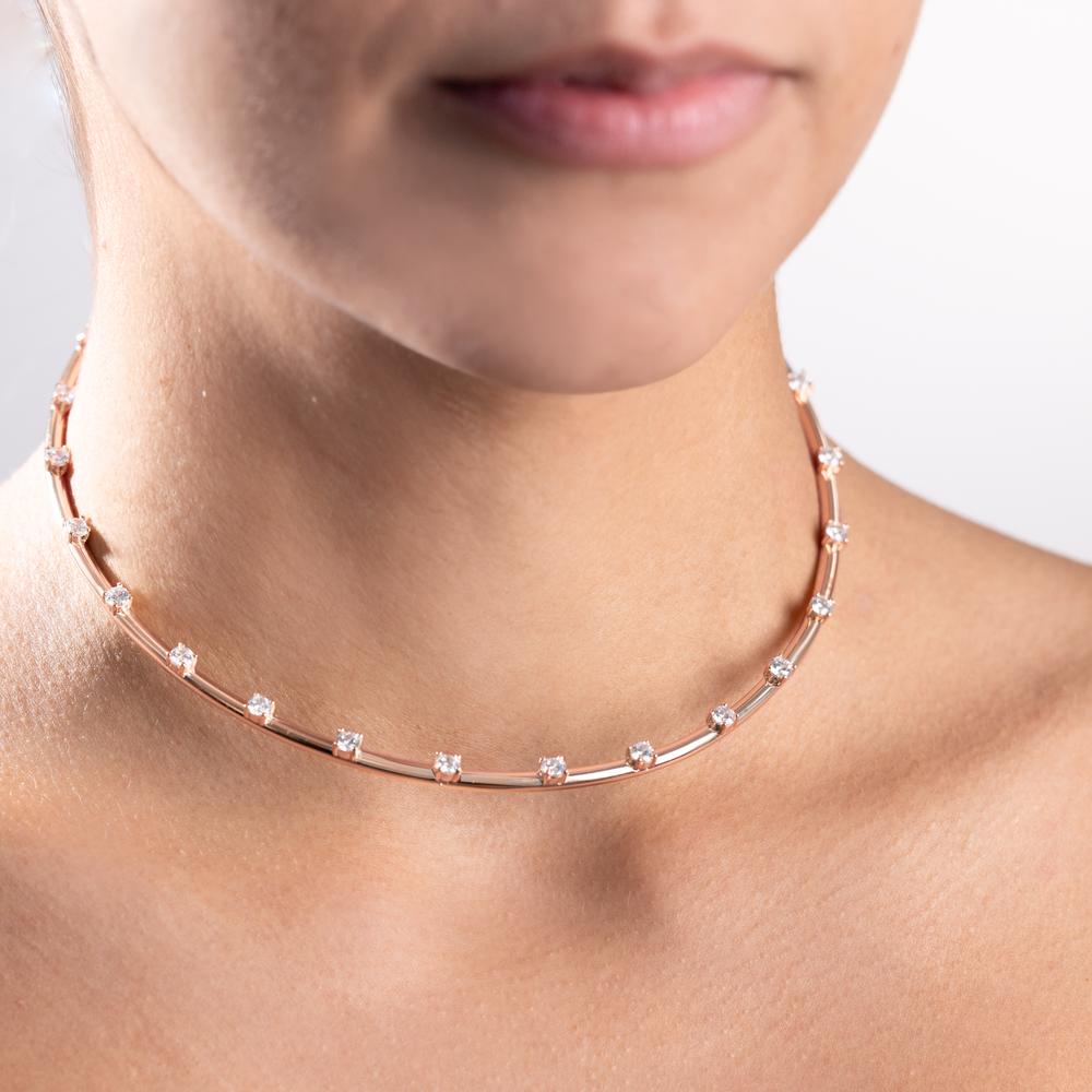 Collier Argent Zircone rosé Plaqué or