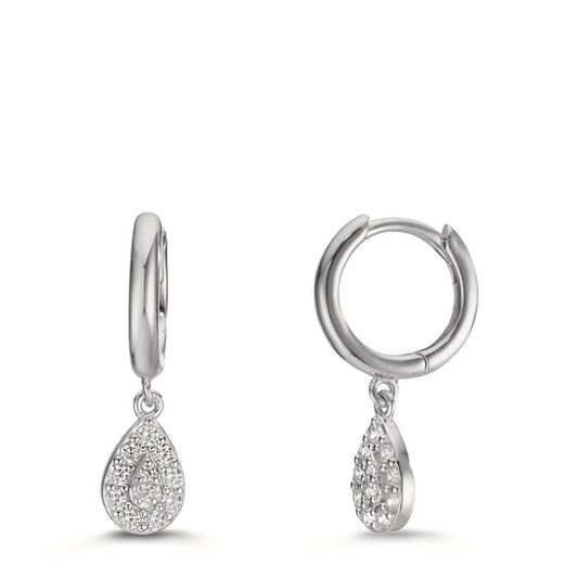 Hinged hoop Silver Zirconia Rhodium plated