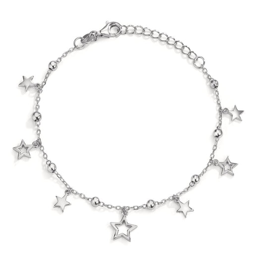 Bracelet Silver Zirconia Rose Rhodium plated Star 16-19 cm