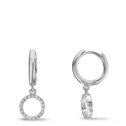 Hinged hoop Silver Zirconia Rhodium plated